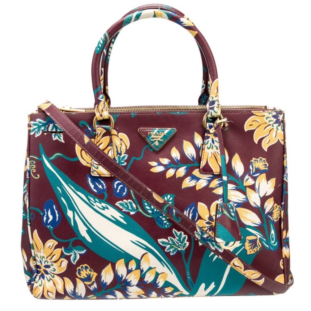 PRADA SAFFIANO LEATHER GALLERIA DOUBLE ZIP TOTE AMARANTO NWOT.